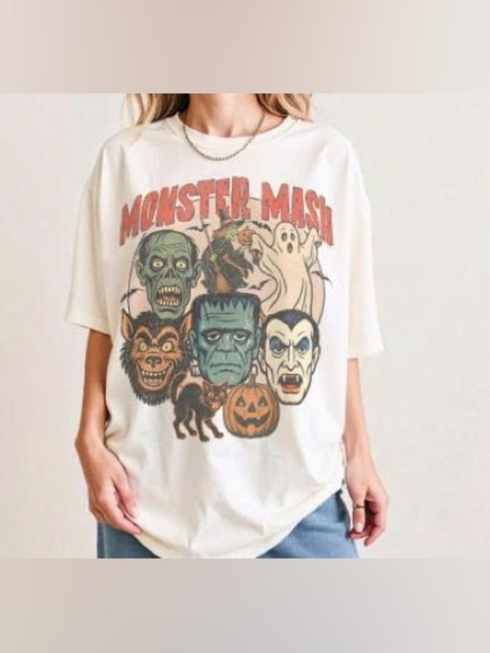 Monster Mash Graphic Tee - Cream Halloween Shirt